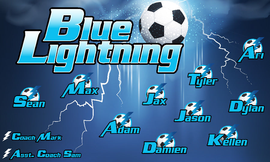 3'x5' Vinyl Banner - Blue Lightning
