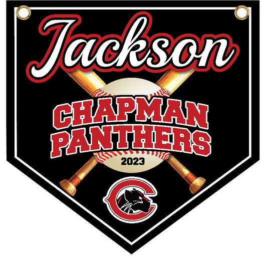 16" x 16" Home Plate Pennant - Chapman Panthers (Black)