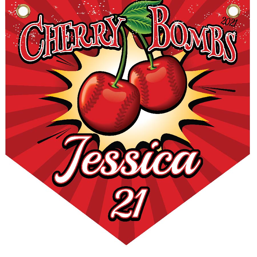 16" x 16" Home Plate Pennant - Cherry Bombs