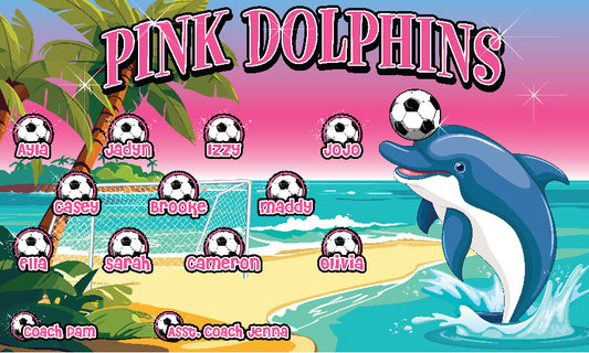 3'x5' Vinyl Banner - Pink Dolphins