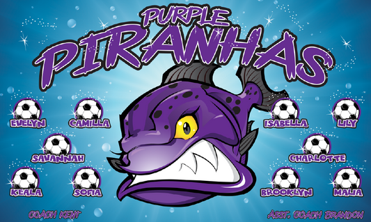 3'x5' Vinyl Banner - Purple Piranhas