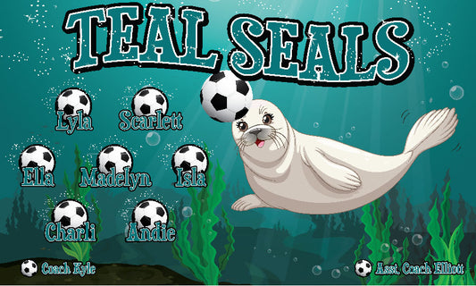 3'x5' Vinyl Banner - Teal Seals