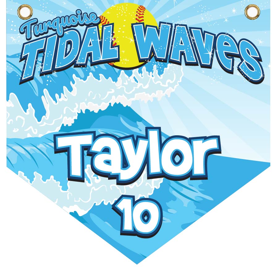 16" x 16" Home Plate Pennant - Turquoise Tidal Waves