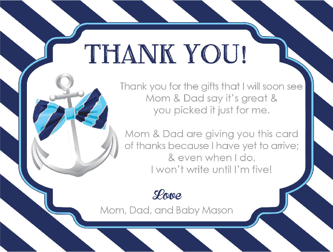 Ahoy, It's A Boy Baby Shower Thank You Cards
