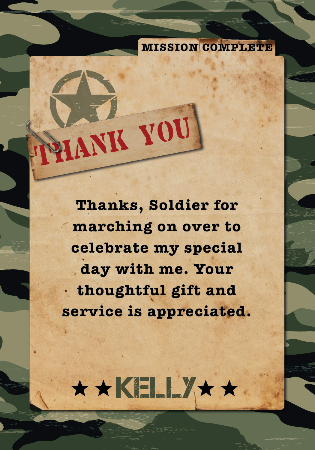 Army Birthday Thank You Cards