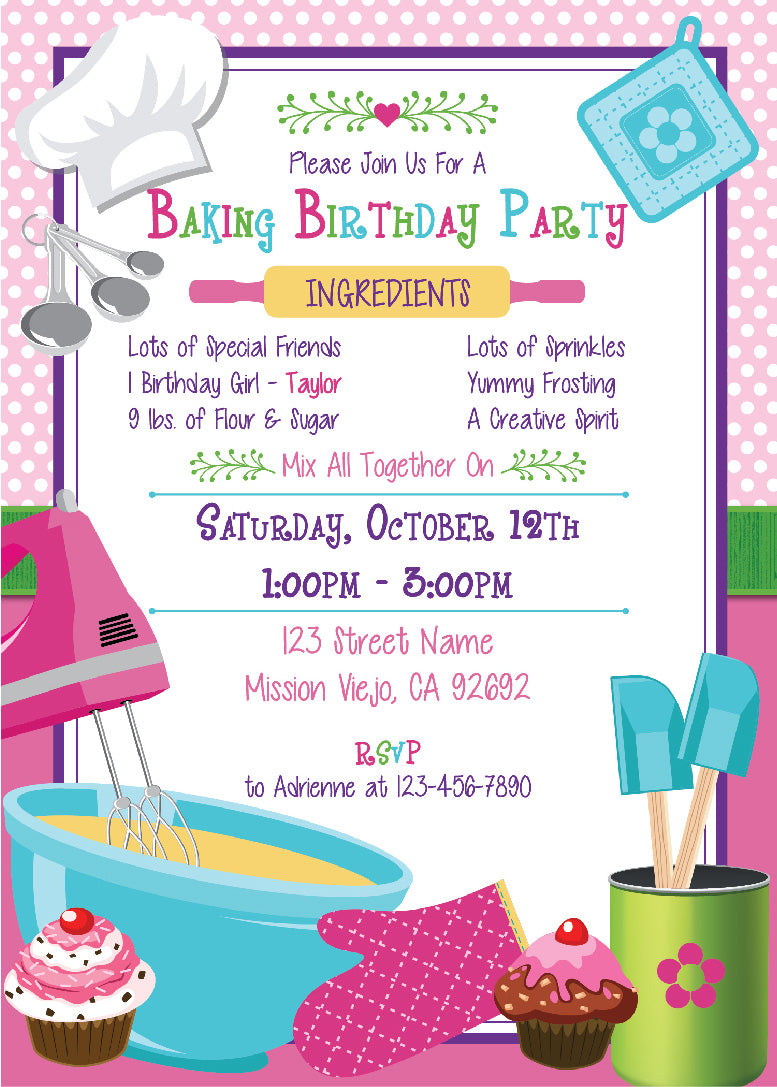 Birthday Baker Birthday Invitations