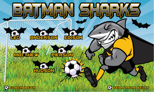 3'x5' Vinyl Banner - Batman Sharks