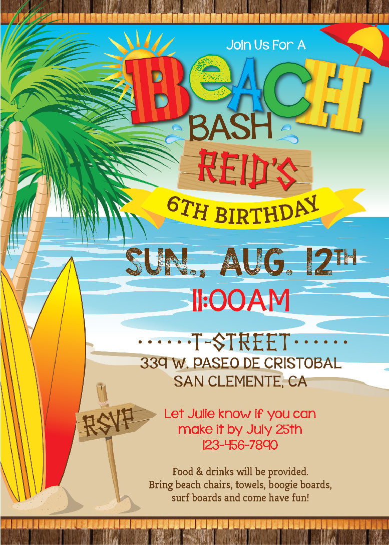 Beach Bash Birthday Invitations