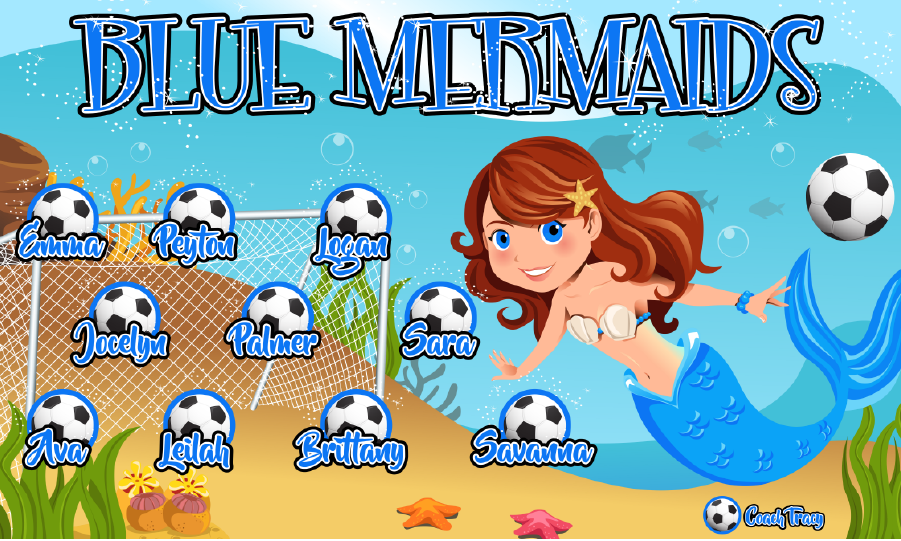 3'x5' Vinyl Banner - Blue Mermaids