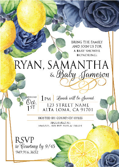Blueberry Lemon Baby Shower Invitation