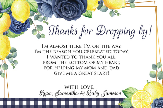 Blueberry Lemon Baby Shower Thank You Cards