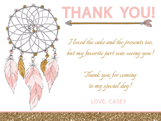 Boho Birthday Thank You Cards