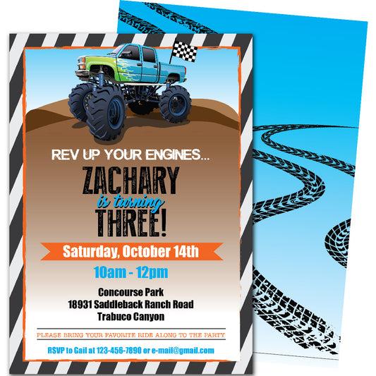 Boys N Trucks Birthday Invitations