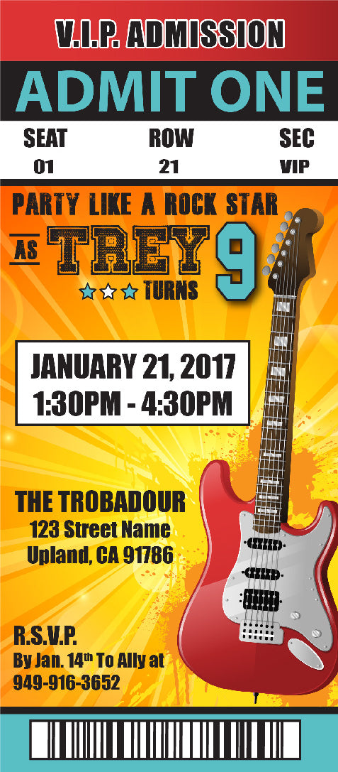 Concert Pass Birthday Invitations