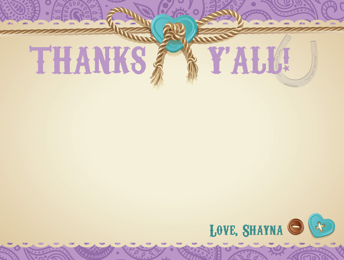 Cowgirl Baby Shower Thank You Cards