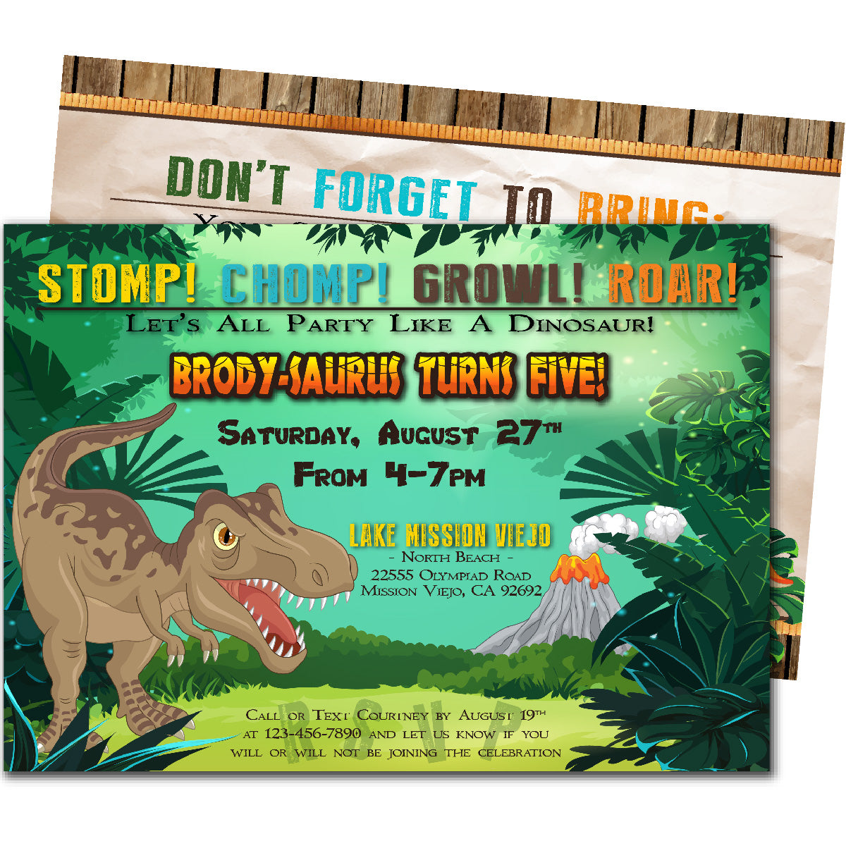 Dinosaur Birthday Invitations