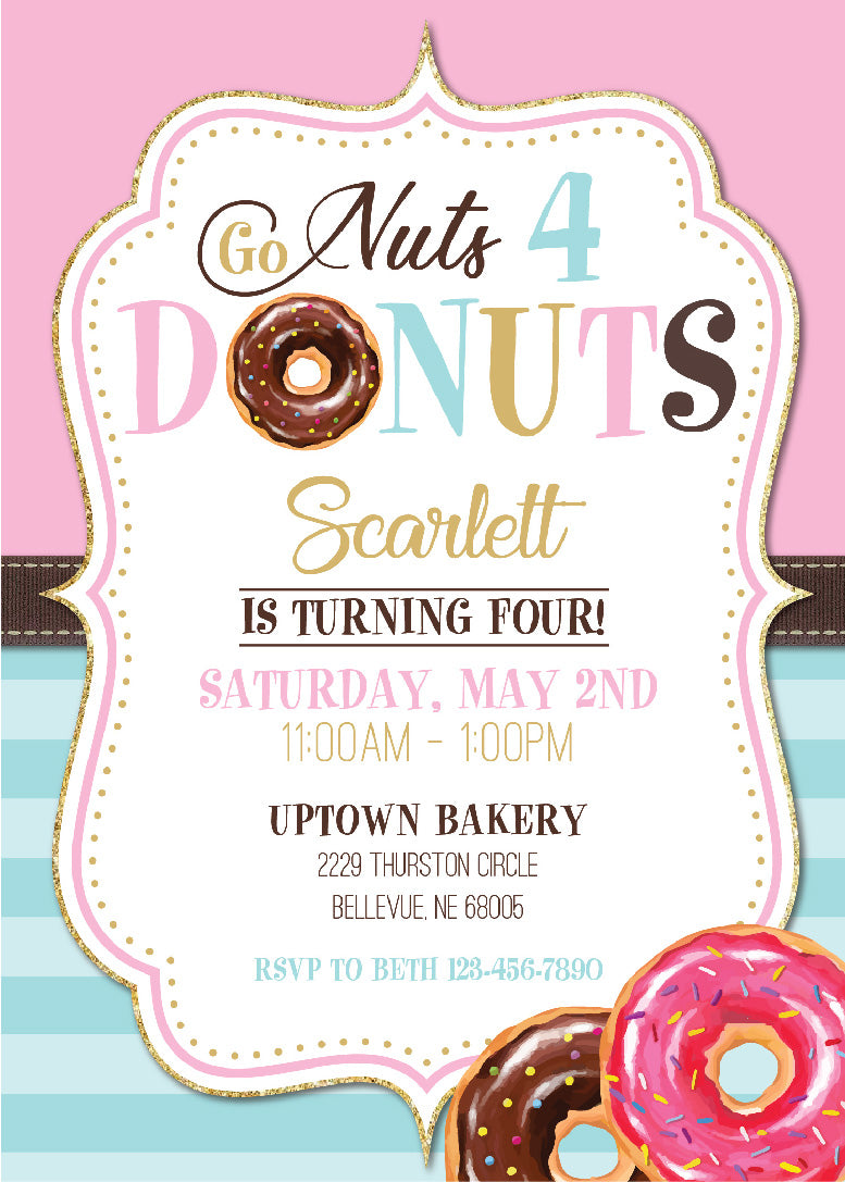 Donuts Birthday Invitations