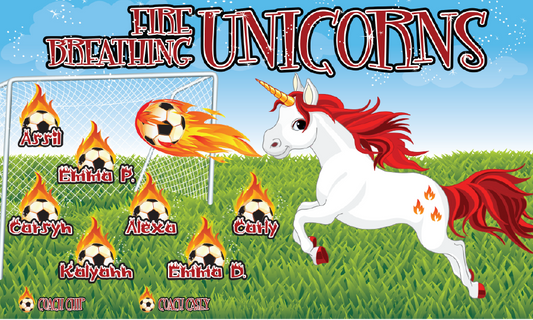 3'x5' Vinyl Banner - Fire Breathing Unicorns