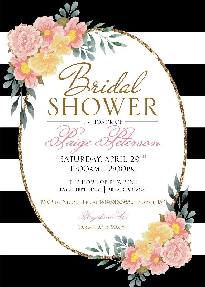 Floral Sparkle Bridal Shower Invitations