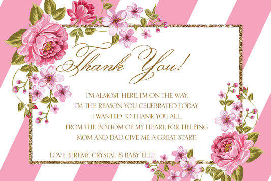 Garden Sparkle Baby Shower Thank You Cards