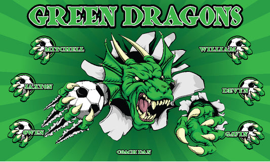 3'x5' Vinyl Banner - Green Dragons
