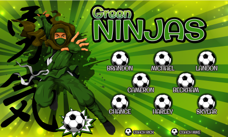 3'x5' Vinyl Banner - Green Ninjas