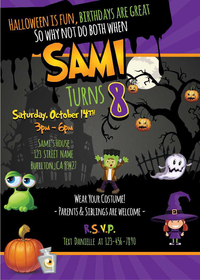 Haunted Halloween Birthday Invitations