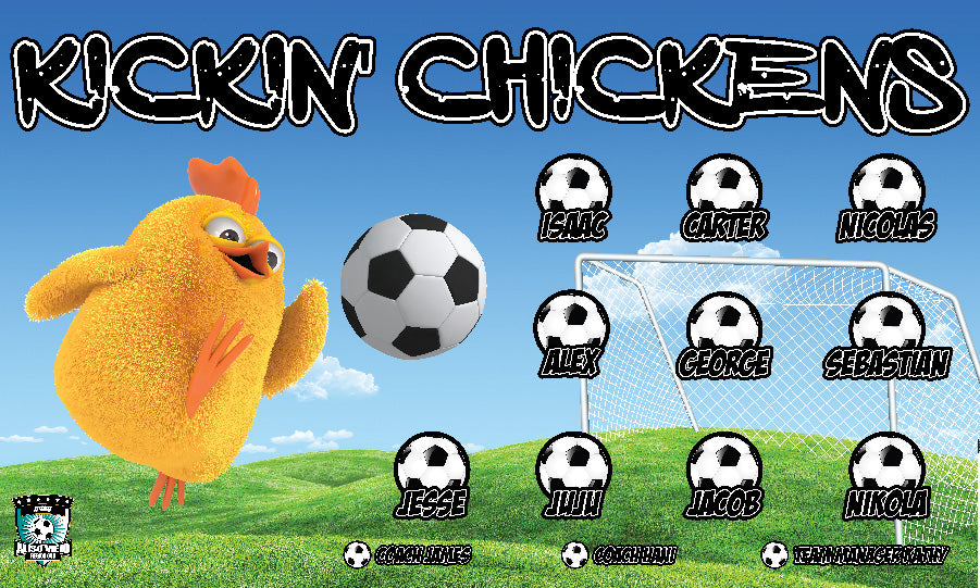 3'x5' Vinyl Banner - Kickin' Chickens