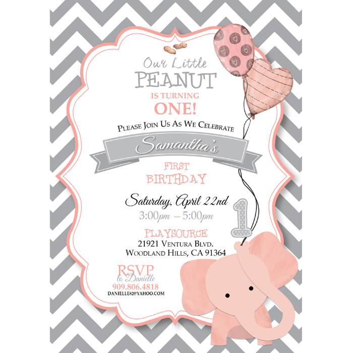 Lil' Elephant Birthday Invitations