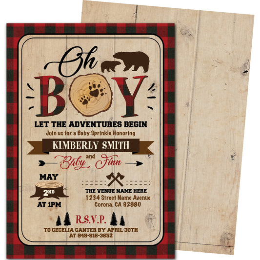 Lumberjack Baby Shower Invitation