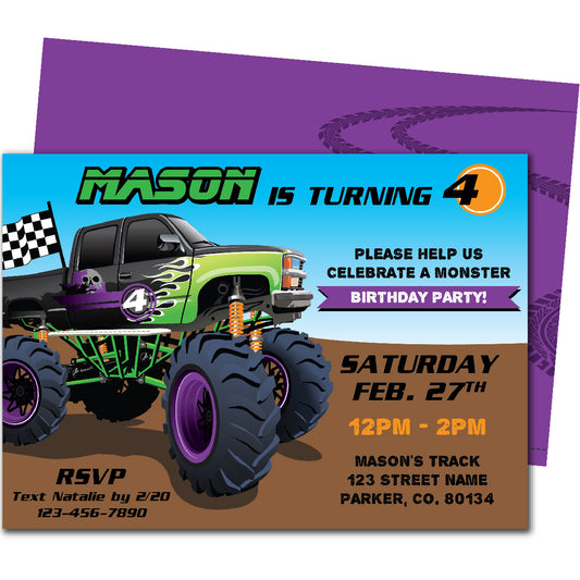 Monster Truck Birthday Invitations