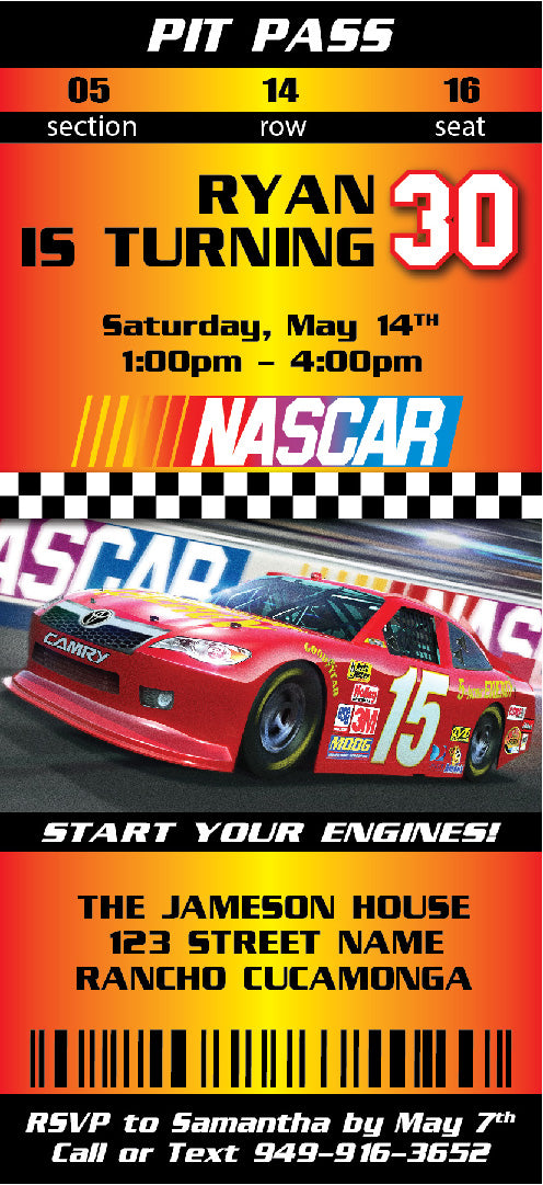 Nascar Birthday Invitations