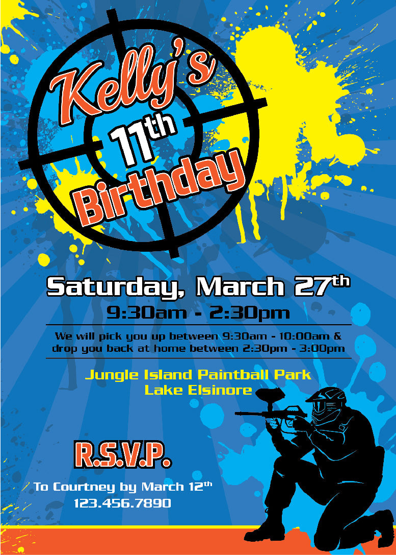 Paintball Birthday Invitations