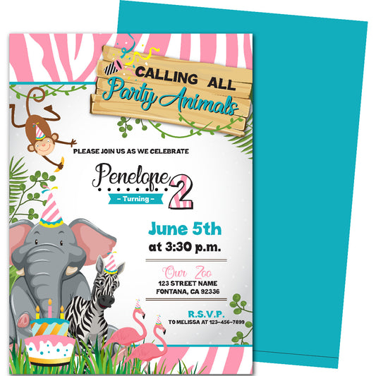 Party Animals Birthday Invitations