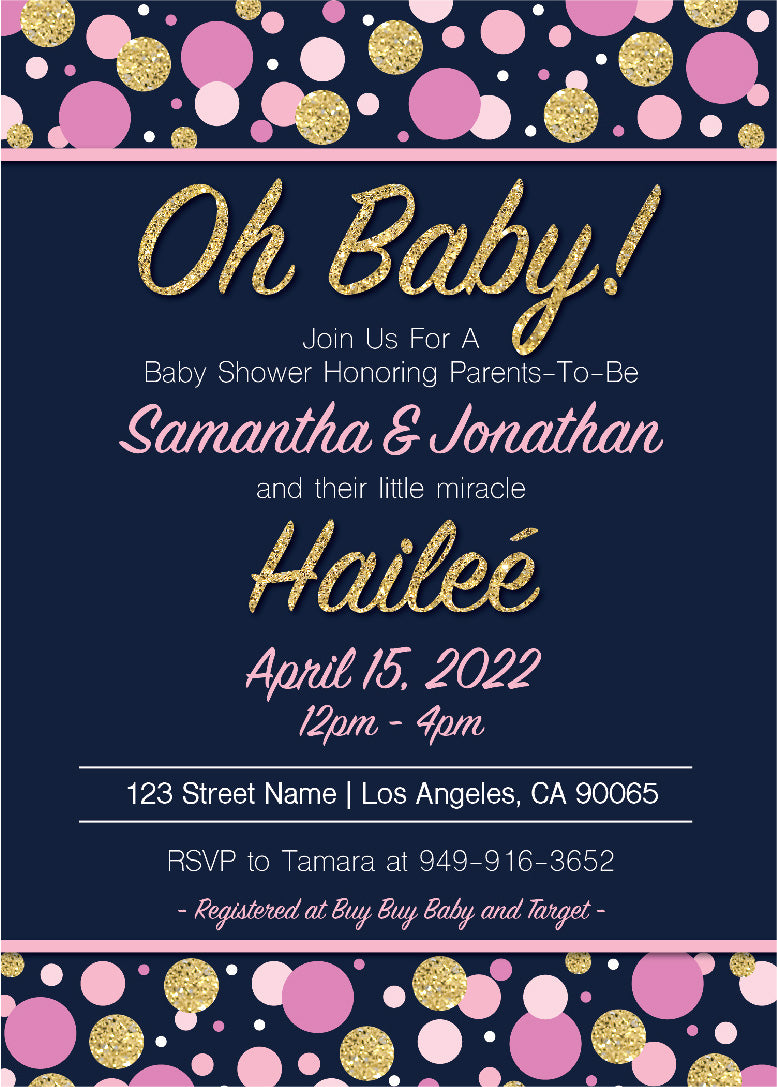 Polka Dot Baby, Baby Shower Invitation