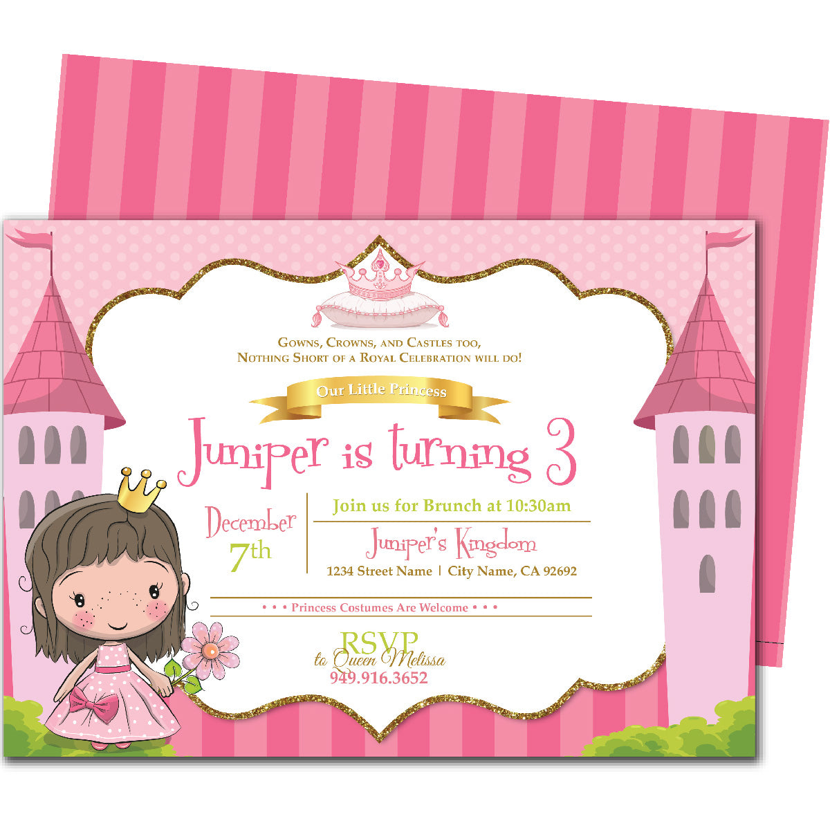 Princess in Pink Birthday Invitations