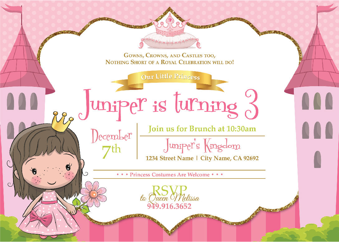 Princess in Pink Birthday Invitations