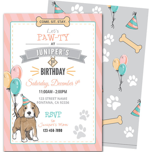 Puppy Paw-ty Birthday Invitations