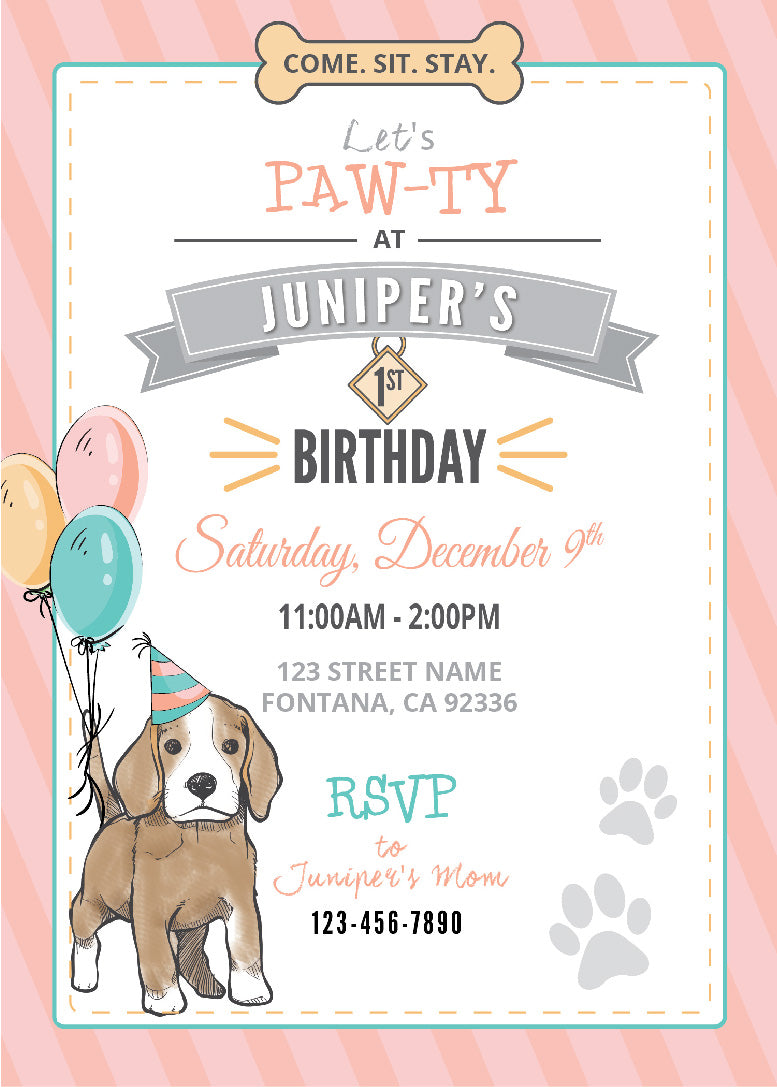 Puppy Paw-ty Birthday Invitations
