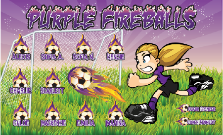 3'x5' Vinyl Banner - Purple Fireballs