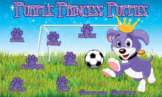 3'x5' Vinyl Banner - Purple Princess Puppies