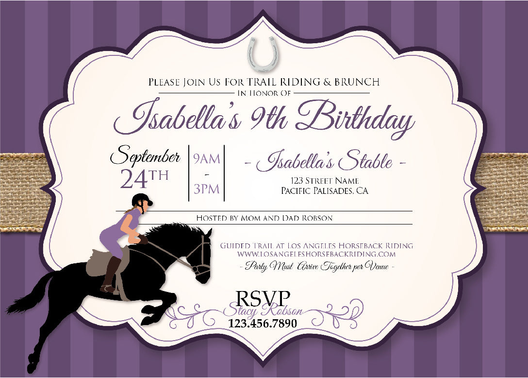 Side Saddle Birthday Invitations
