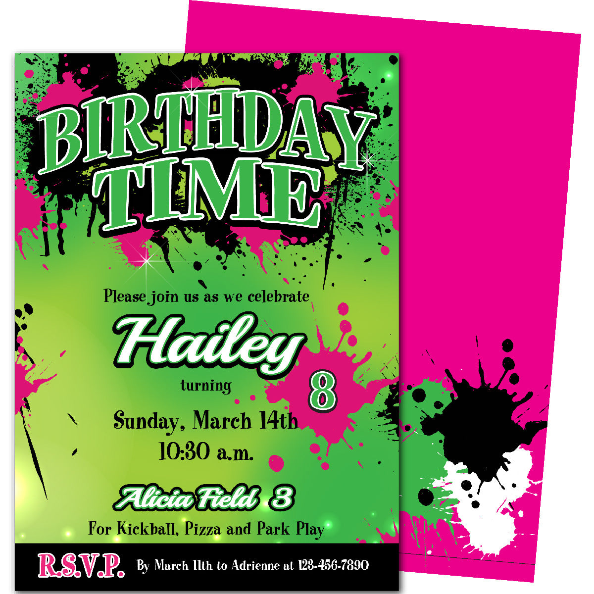 Splatter Birthday Invitations