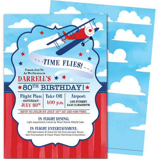 Time Flies Birthday Invitations