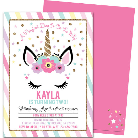 Unicorn Birthday Invitations
