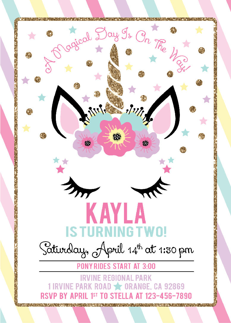 Unicorn Birthday Invitations