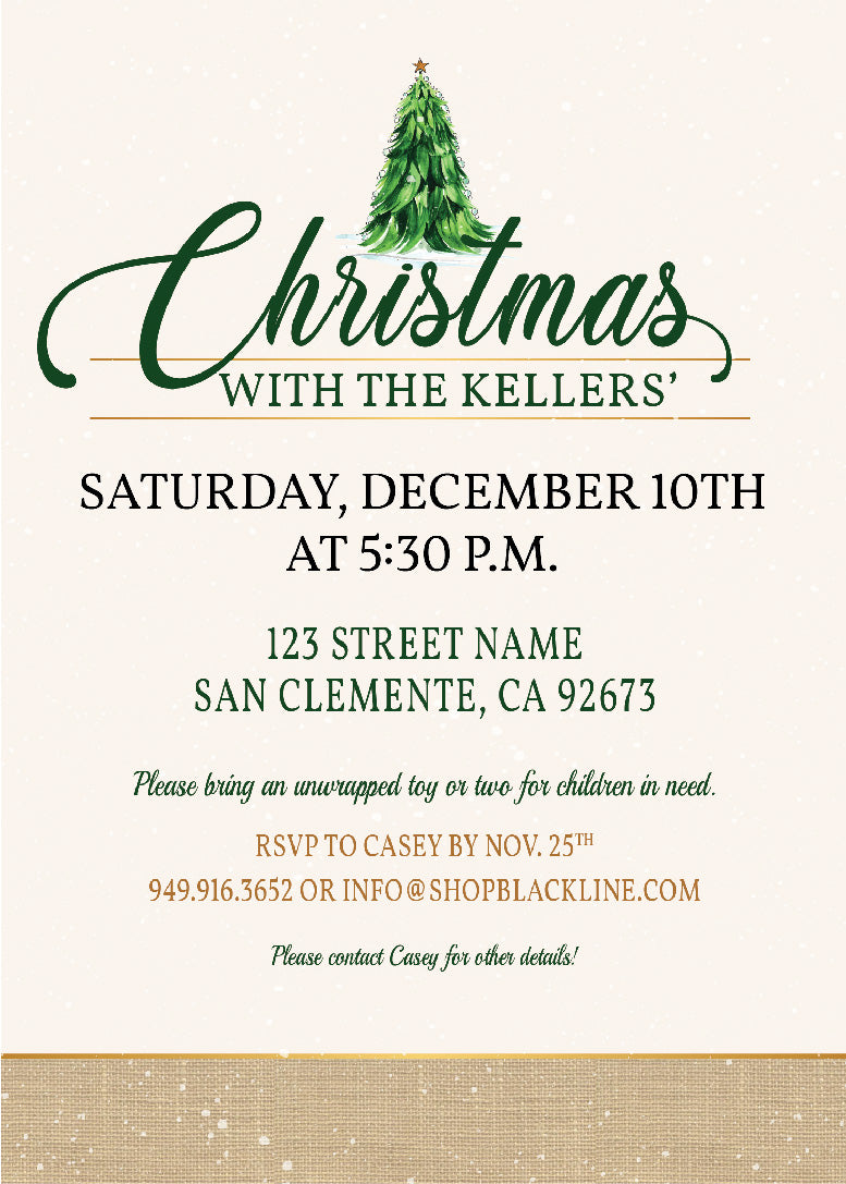 Watercolor Pine Christmas Party Invitations