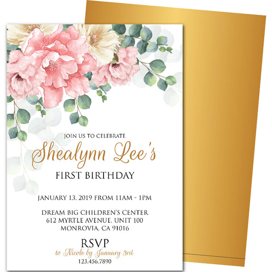 Watercolor Spring Birthday Invitations
