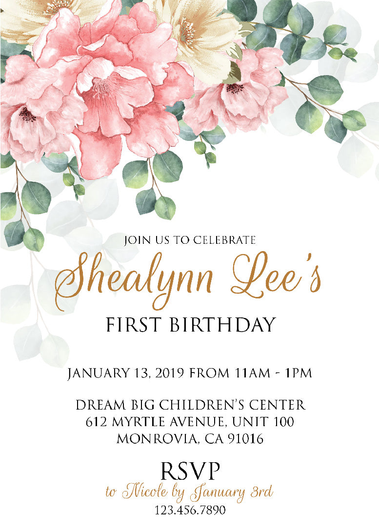Watercolor Spring Birthday Invitations