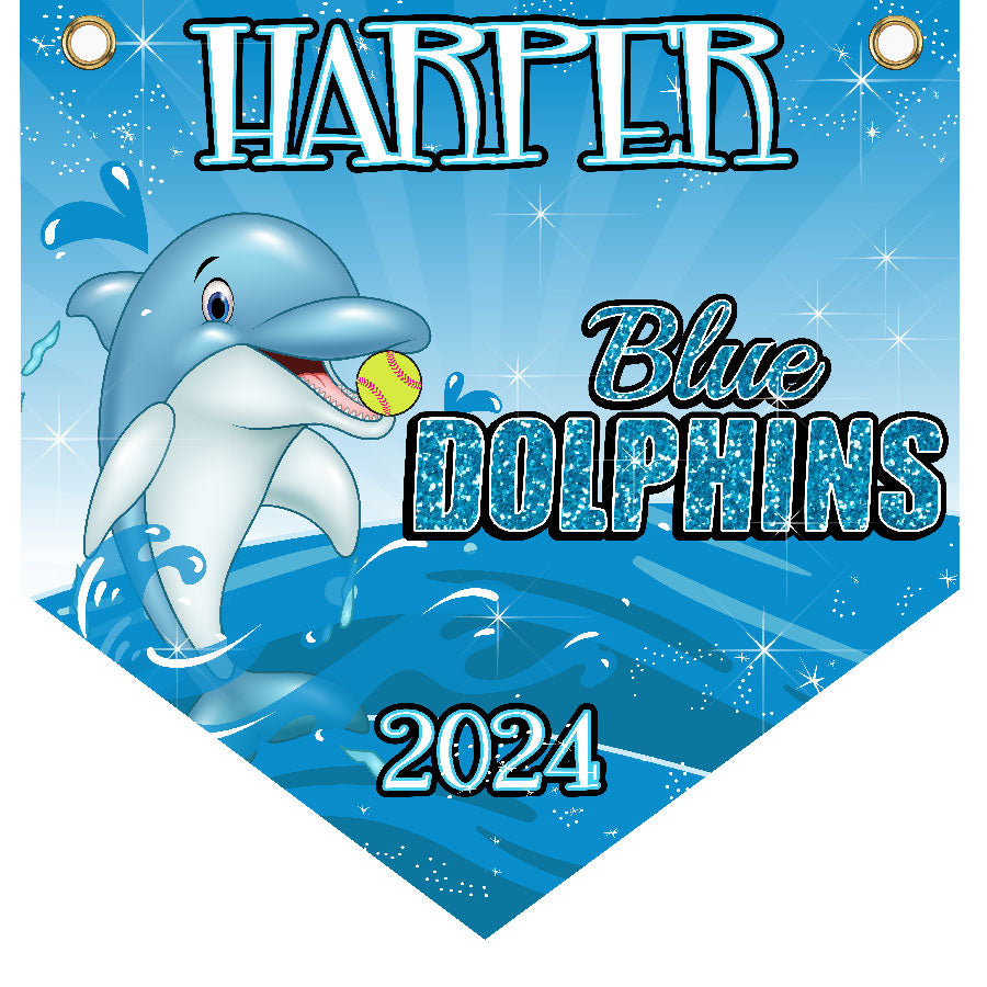 16" x 16" Home Plate Pennant - Blue Dolphins